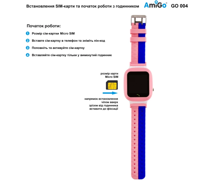 Фото - Смарт-годинники Дитячий смарт-годинник AmiGo GO004 Splashproof Camera + LED Pink