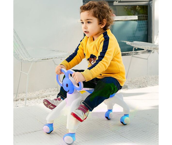 Фото - дитячі ходулі Ходунки - беговел четирехколесний з вушками-ручками BABY WALKER Smile каталка для малюків Синій