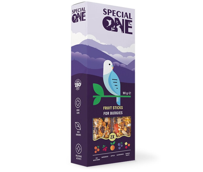 Фото - ласощі для птаха Палички Special One Фруктові для хвилястих папуг 90 г (4823082423460)