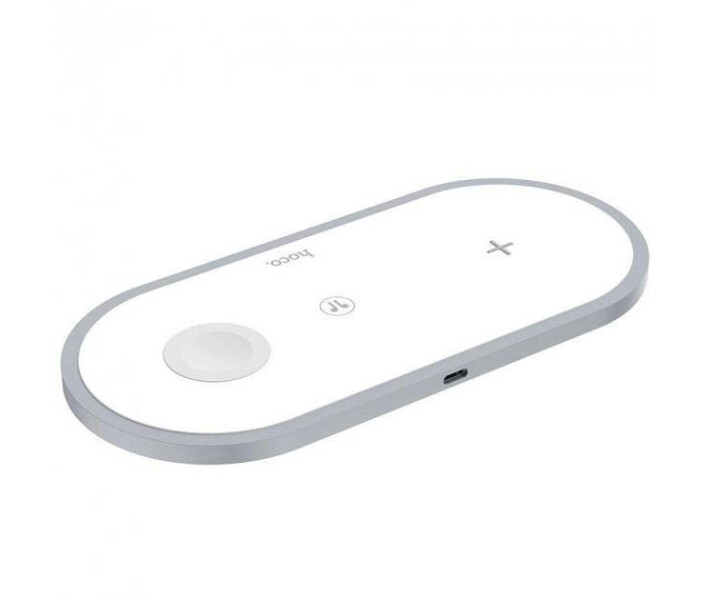 Фото - зарядний пристрій для телефону і планшета Бездротовий зарядний пристрій 3-в-1 Qi HOCO CW24 15W White
