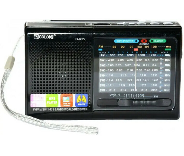 Фото - радіоприймач Радіоприймач колонка MP3 колонка USB Golon RX-6622 з ремінцем чорний