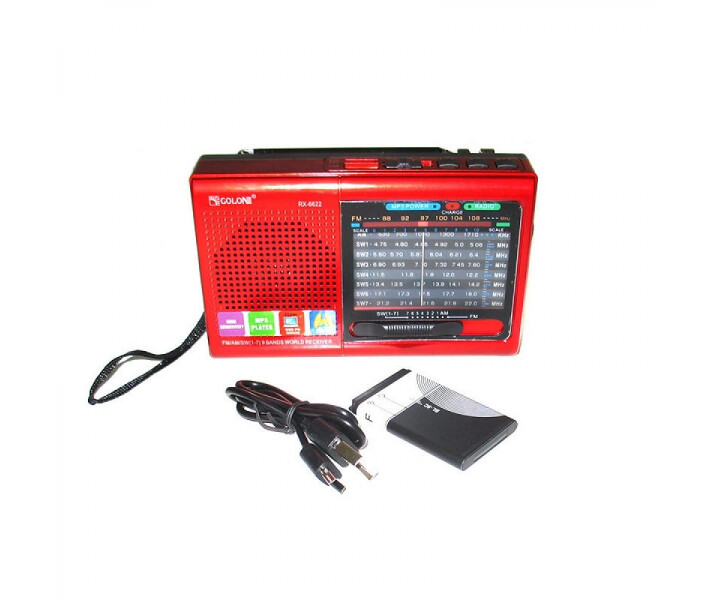 Фото - радіоприймач Радіоприймач колонка MP3 колонка USB Golon RX-6622 з ремінцем червоний