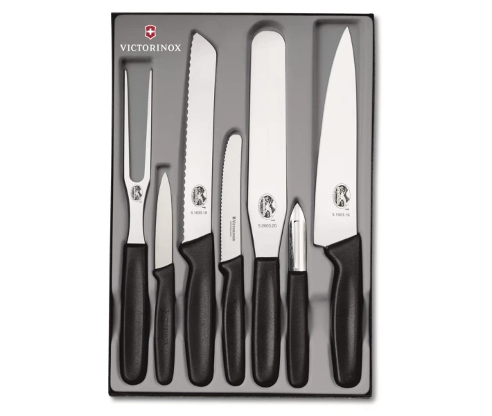 Фото - набор кухонных ножей Набір кухонних ножів Victorinox Kitchen Set 7 шт. Чорний (5.1103.7)