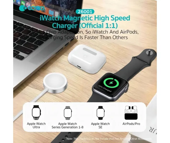 Apple@ Зарядний кабель COTECi Magnetic High Speed Charger 1M (26001) для