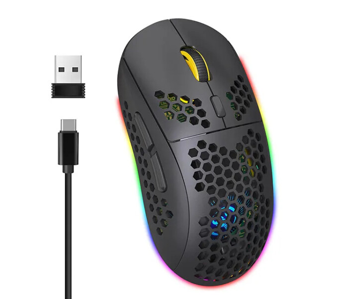 Фото - Мишки Миша бездротова ігрова Union HYSO Т90 з акумулятором та підсвічуванням 2,4G+Bluetooth