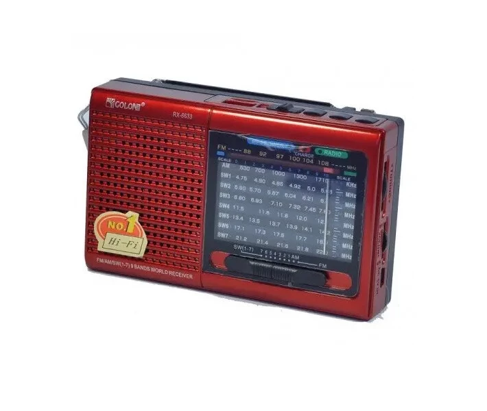 Фото - радіоприймач Радіоприймач стовпчик MP3 USB Golon RX-6633 з ремінцем червоний