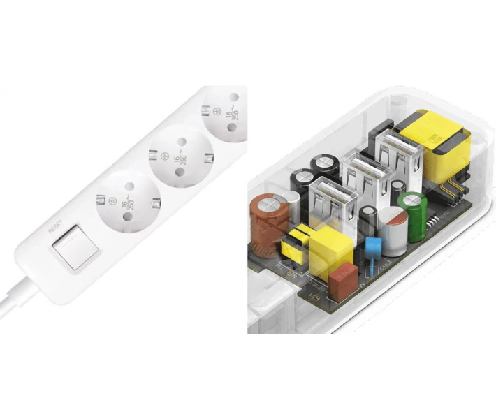 Фото - мережевий фільтр Мережевий фільтр Xiaomi Mi Power Strip 3 розетки + 3 USB White (NRB4030GL)