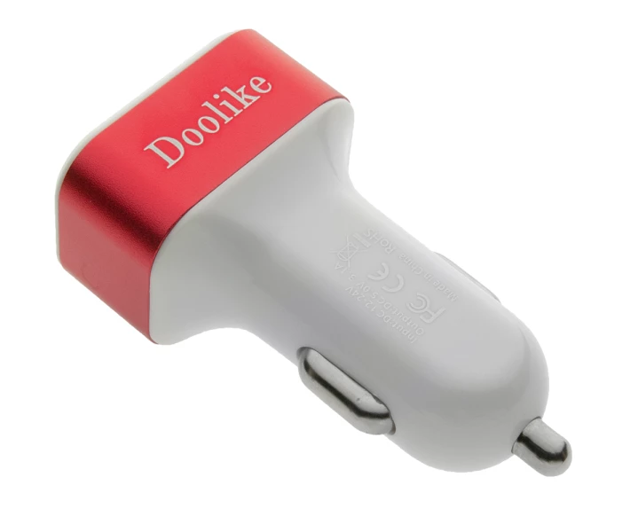 Фото - зарядний пристрій для телефону і планшета Зарядне автомобільне Doolike CCA-18 LCD (2USB 3.1A) Червоний