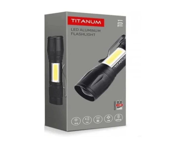 Фото - ліхтарик Ліхтар ручний Titanum T-01 USB 120 Лм водонепроникність ударостійкість Чорний (megT-01)
