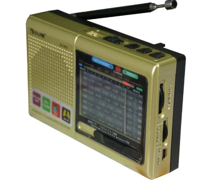 Фото - радіоприймач Радіоприймач колонка MP3 колонка USB Golon RX-6622 з ремінцем золотистий
