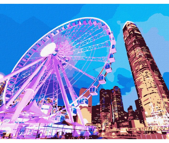 Фото - картину за номерами Картина за номерами "Нічний Гонконг" Ідейка KHO3612 40х50см