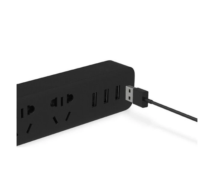 Фото - мережевий фільтр Подовжувач Xiaomi Mi Power Strip 3 розетки + 3 USB-port Black (NRB4002CN) [15501]