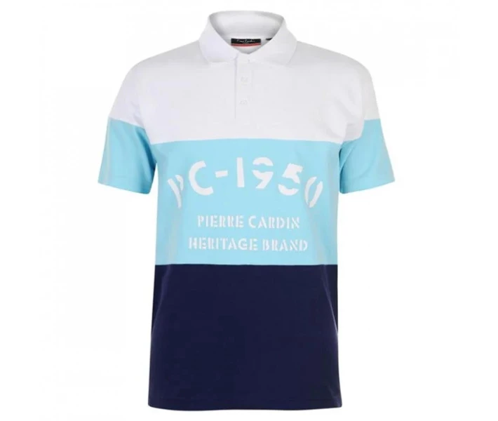 Фото - чоловіче поло Поло Pierre Cardin Cut and Sew Printed Wht/Sky/Navy XL
