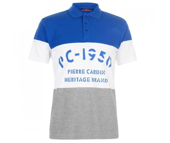 Фото - чоловіче поло Поло Pierre Cardin Cut and Sew Printed Cobalt/Wht/Gry L