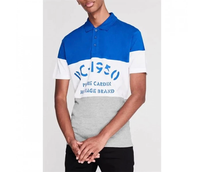Фото - чоловіче поло Поло Pierre Cardin Cut and Sew Printed Cobalt/Wht/Gry L
