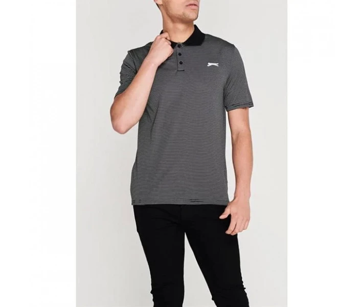 Фото - чоловіче поло Поло Slazenger Micro Stripe Golf Black XXL