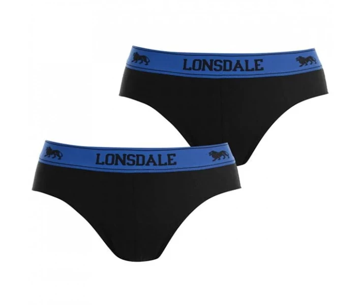 Фото - чоловічі труси Труси Lonsdale 2Pk Brief Black / Brt Blue S