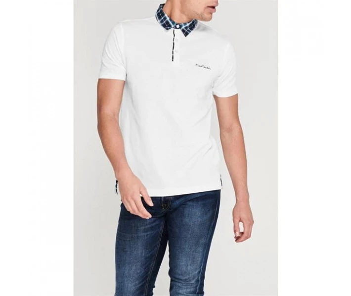 Фото - чоловіче поло Поло Pierre Cardin Short Sleeve Check Collar White XXL