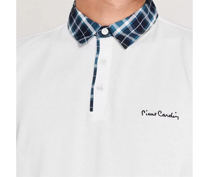 Фото - чоловіче поло Поло Pierre Cardin Short Sleeve Check Collar White XXL