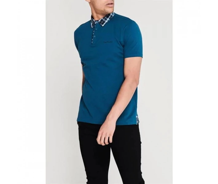 Фото - чоловіче поло Поло Pierre Cardin Short Sleeve Check Collar Petrol L
