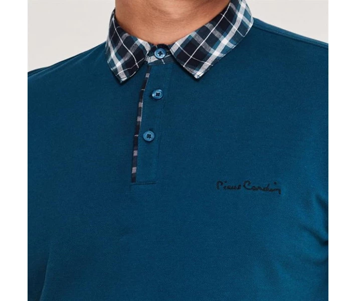 Фото - чоловіче поло Поло Pierre Cardin Short Sleeve Check Collar Petrol L