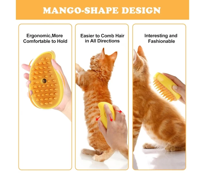 Фото - інструмент для грумінгу Парова щітка масажер спрей 3 в 1 PET SPRAY MASSAGE BRUSH для вичісування собак і котів з паровим розпилювачем - зелена (48856215)