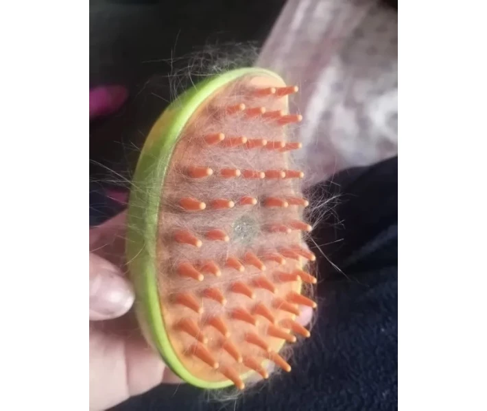 Фото - інструмент для грумінгу Парова щітка масажер спрей 3 в 1 PET SPRAY MASSAGE BRUSH для вичісування собак і котів з паровим розпилювачем - зелена (48856215)