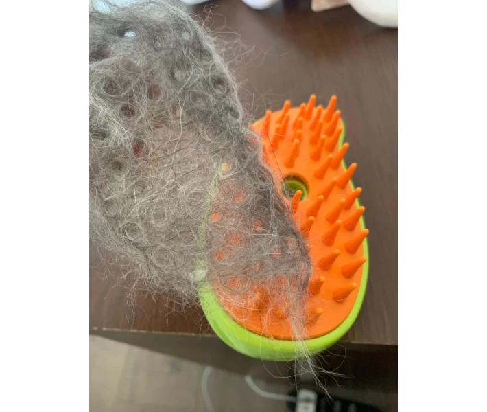 Фото - інструмент для грумінгу Парова щітка масажер спрей 3 в 1 PET SPRAY MASSAGE BRUSH для вичісування собак і котів з паровим розпилювачем - зелена (48856215)