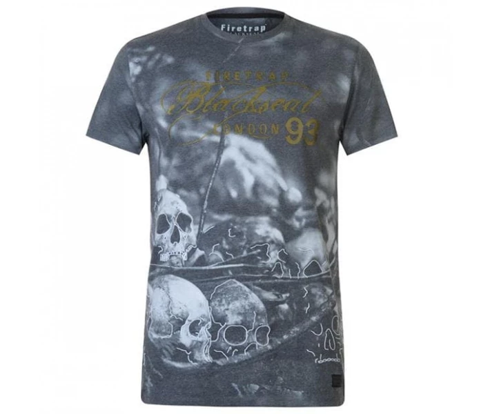 Фото - чоловічу футболку Футболка Firetrap Blackseal Sub Skull Washed Black S