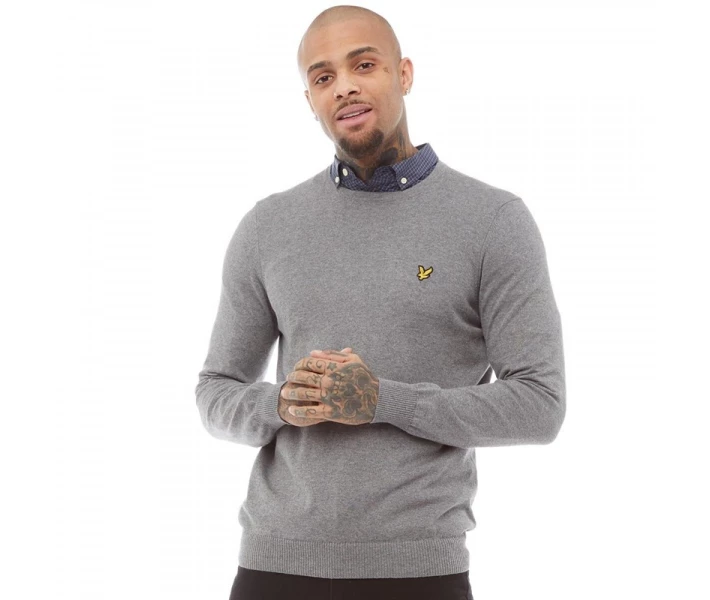 Фото - чоловічий джемпер Джемпер Lyle And Scott Vintage Cotton Merino Grey Marl Mid Grey Marl S
