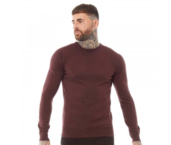Фото - чоловічий джемпер Джемпер Brave Soul Parsec Neck Dark Burgundy Mix Burgundy Marl L