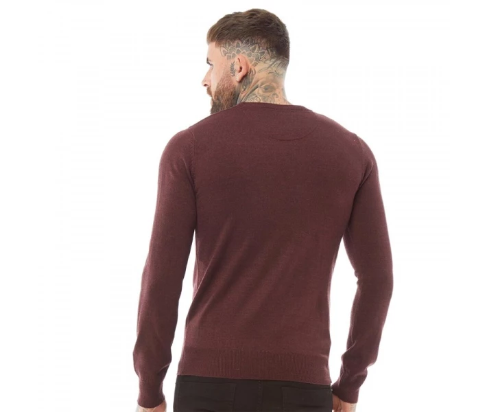 Фото - чоловічий джемпер Джемпер Brave Soul Parsec Neck Dark Burgundy Mix Burgundy Marl L