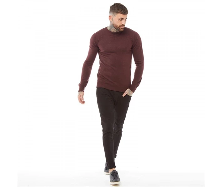 Фото - чоловічий джемпер Джемпер Brave Soul Parsec Neck Dark Burgundy Mix Burgundy Marl L