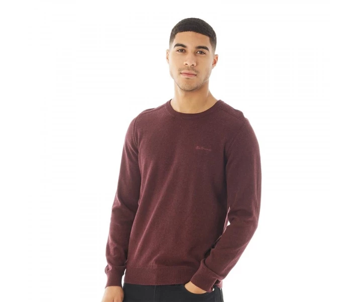 Фото - чоловічий джемпер Джемпер Ben Sherman Stitch Detail Neck Wine Burgundy Marl S