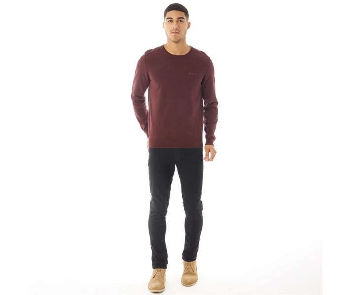 Фото - чоловічий джемпер Джемпер Ben Sherman Stitch Detail Neck Wine Burgundy Marl S
