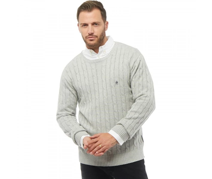 Фото - чоловічий джемпер Джемпер French Connection Cable Knit Neck Grey Melange Grey XL
