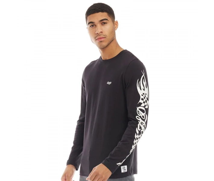 Фото - чоловічий лонгслів Лонгслів Fluid Printed Sleeve Top Black Black M