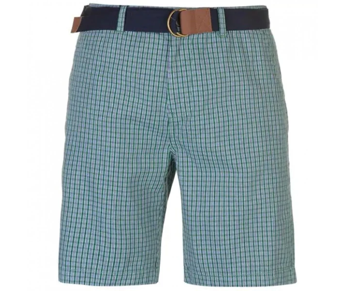Фото - чоловічі шорти Шорти Pierre Cardin Check Belted Green Check S