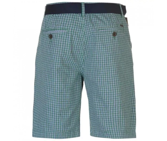Фото - чоловічі шорти Шорти Pierre Cardin Check Belted Green Check S
