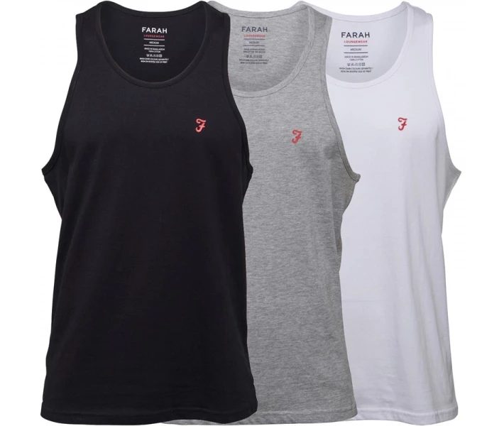 Фото - чоловічу майку Майка FARAH Three Pack Lounge Vests Black/Grey/White Multi M