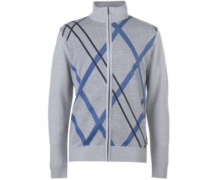 Фото - чоловічий джемпер Джемпер Pierre Cardin Full Zip Argyle Silver XL