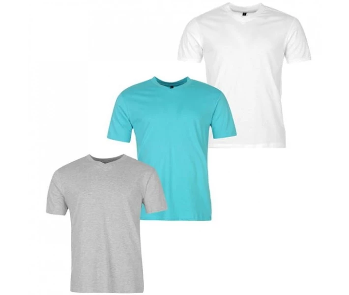 Фото - чоловічу футболку Футболка Donnay Three Pack V Neck T Shirt Wht/Aqua/GreyM XS