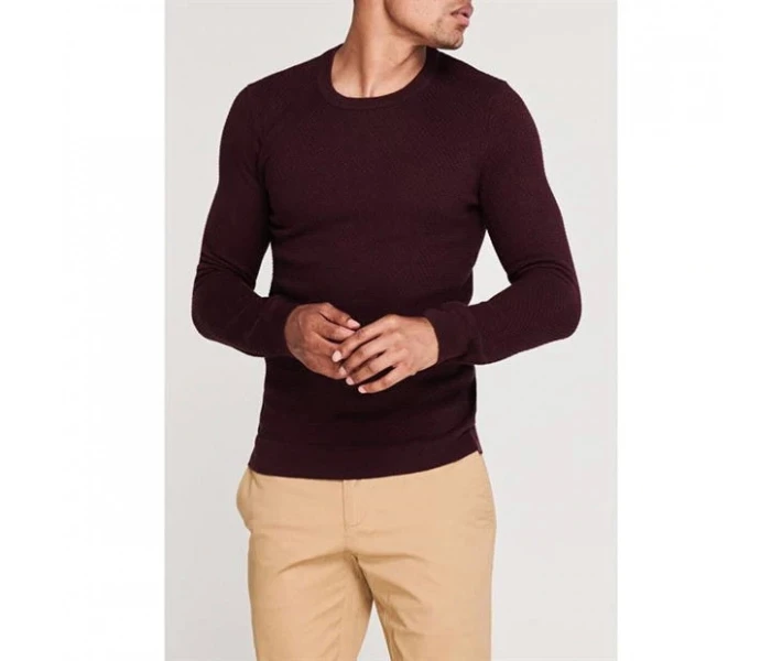 Фото - чоловічий джемпер Джемпер Linea Norton Honeycomb Crew Burgundy XXL