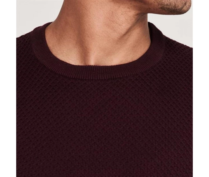 Фото - чоловічий джемпер Джемпер Linea Norton Honeycomb Crew Burgundy XXL