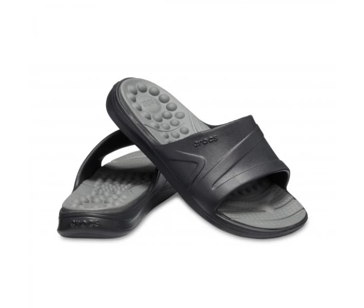 Фото - чоловічий шльопанець Шльопанці CROCS REVIVA SLIDE 205546-0DD BLACK/SLATE GREY 41