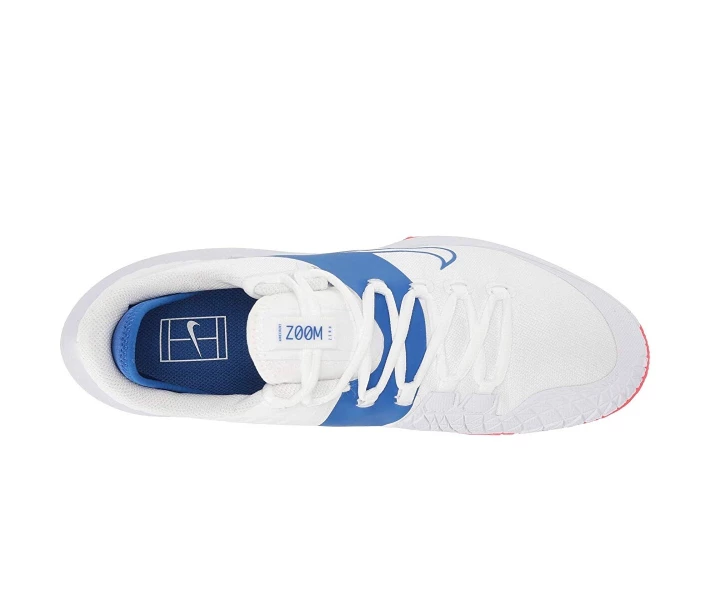 Фото - чоловічий кросівок Кросівки для тенісу Nike Court Air Zoom Zero HC White/White/Game Royal/Flash Crimson 42.5