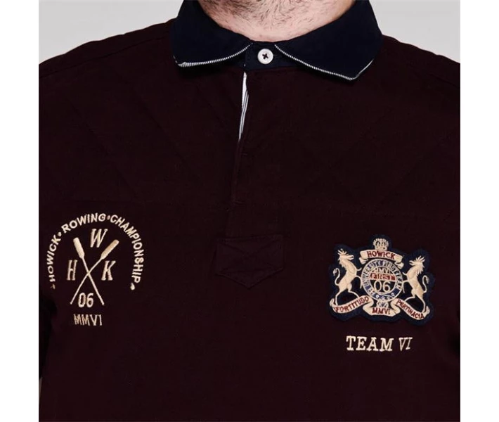 Фото - чоловіче поло Поло Howick Sleeve Rugby Burgundy XL