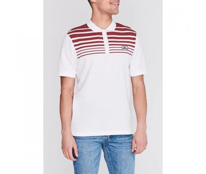 Фото - чоловіче поло Поло Lonsdale Yarn Dye Stripe White/Burgundy L
