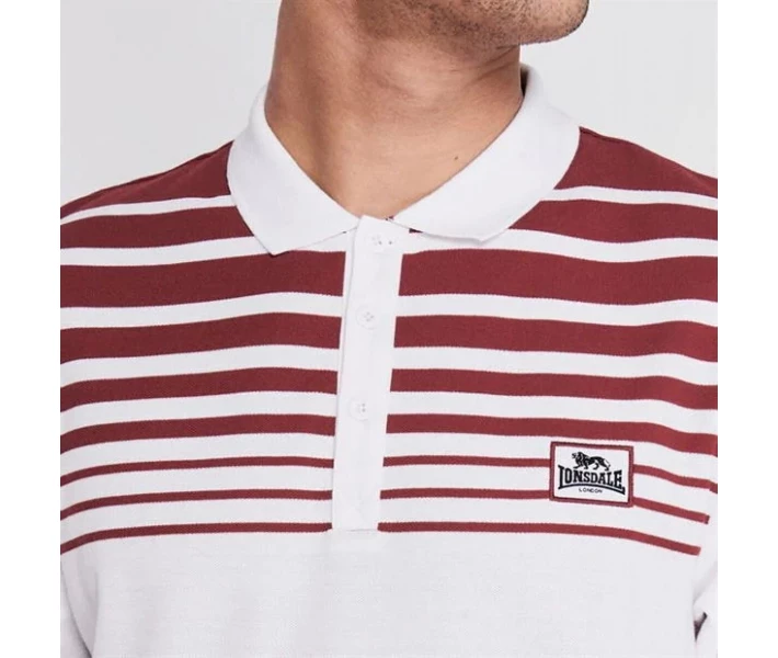 Фото - чоловіче поло Поло Lonsdale Yarn Dye Stripe White/Burgundy L