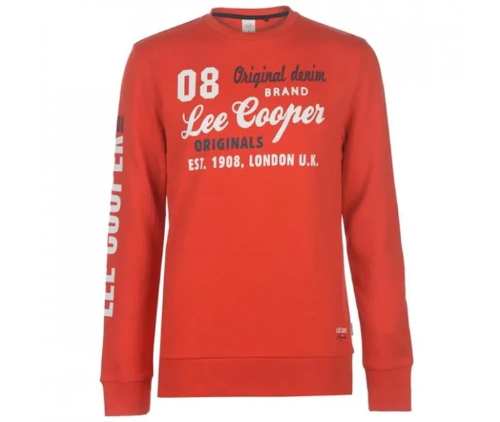 Фото - чоловічу толстовку Футболка Lee Cooper Bright Crew Sweater Mens Bright Red M